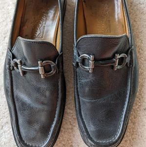 Ferragamo black loafers with bit, men's size 9